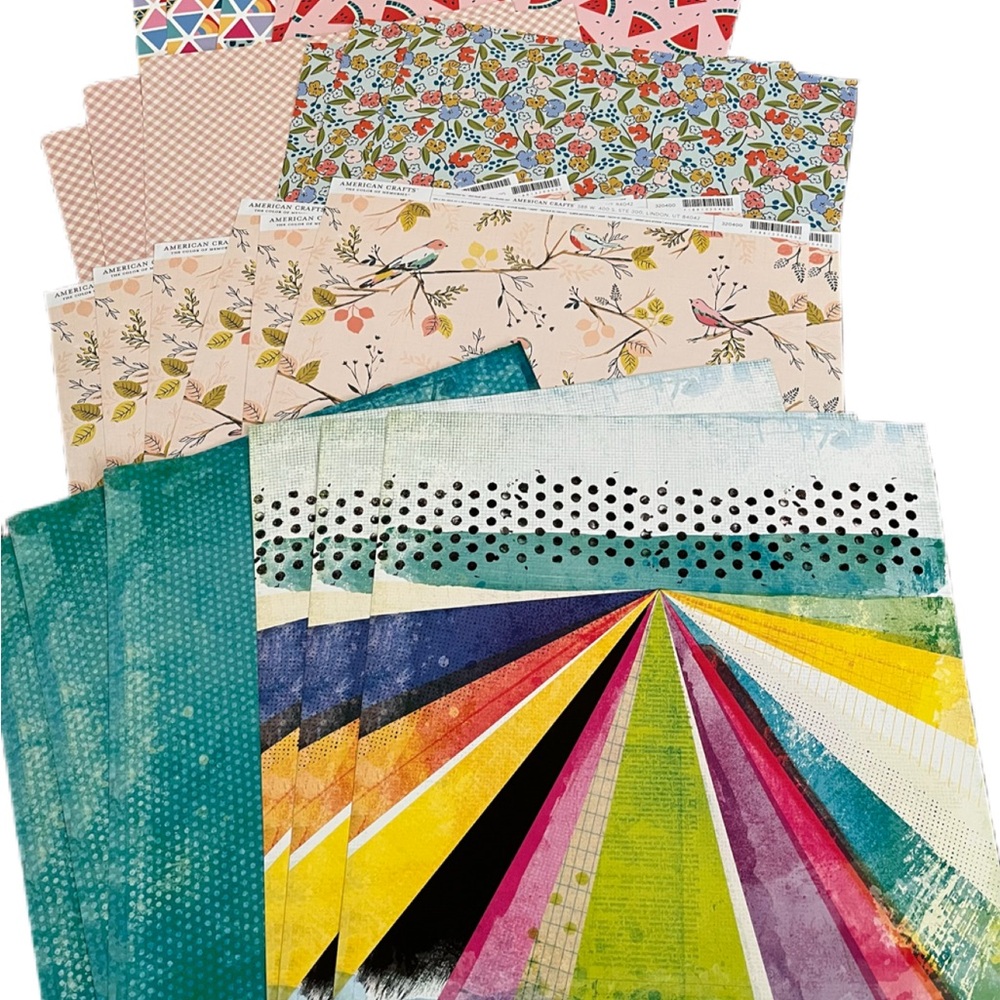 Lot of 24 American Crafts Scrapbook 12x12 paper sheets! 4 designs 6 each sheet.